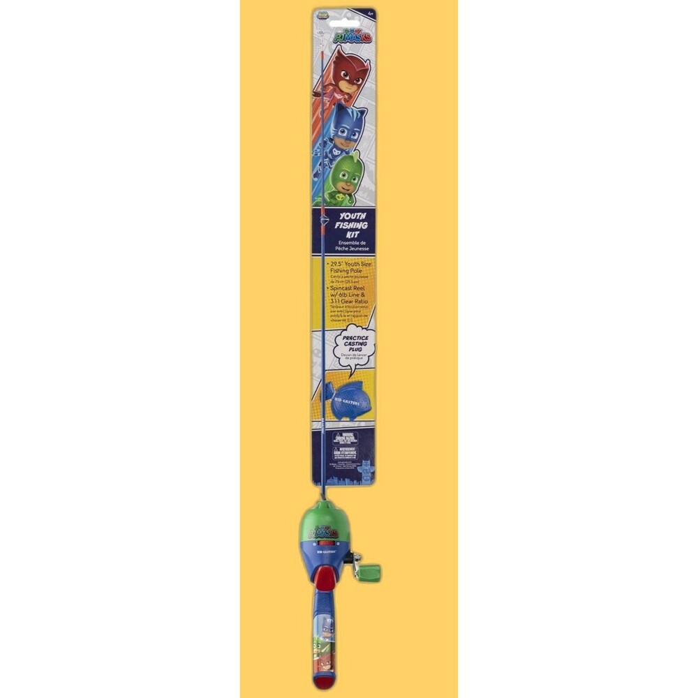 Kid Casters PJ Masks Youth Spincast Fishing Pole Reel Combo 29.5 In Rod NWT